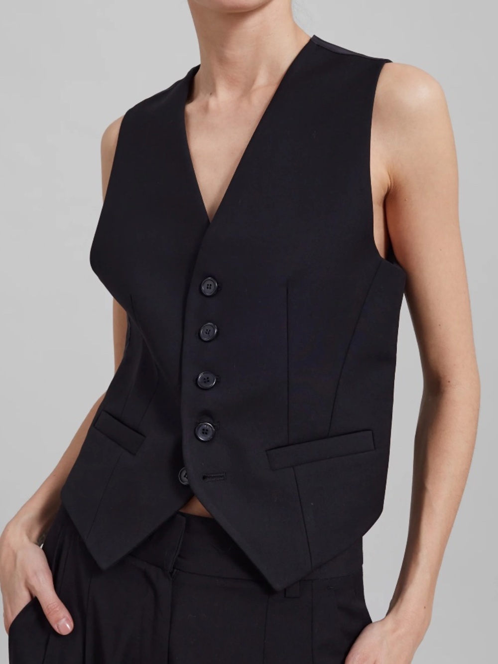 The Frankie Shop Gelso Waistcoat Vest - Black - Size L